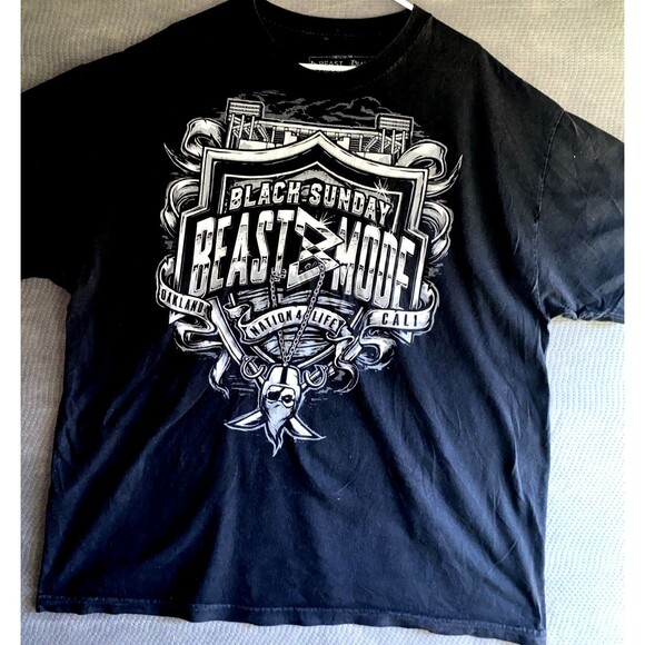 OAKLAND RAIDERS MARSHAWN LYNCH #24 BEAST MODE BLACK HOLE NATION NFL 2XL - Picture 1 of 7